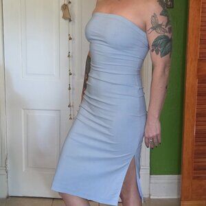 Vintage blue strapless bodycon dress